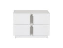 Token - Modern White & Stainless Steel Wide Nightstand