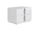 Token - Modern White & Stainless Steel Wide Nightstand