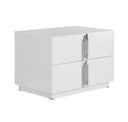 Token - Modern White + Stainless Steel 4-Piece Bedroom Set