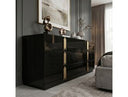 Token - Modern Black + Gold Wide Dresser