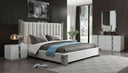 Token - Modern White + Stainless Steel 4-Piece Bedroom Set