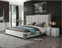 Token - Modern White + Stainless Steel Bed + Nightstands