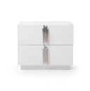 Token - Modern White + Stainless Steel Bed + Nightstands