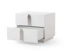 Token - Modern White + Stainless Steel Bed + Nightstands
