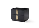Token - Modern Black + Gold Bed + Nightstands