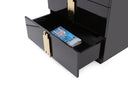 Token - Modern Black + Gold Bed + Nightstands