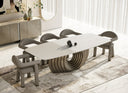 Moorgate - Modern Travertine Ceramic + Bronze Dining Table