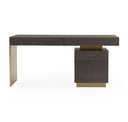 Trahan - Modern Gloss White and Brushed Gold Office Desk