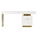 Trahan - Modern Gloss White and Brushed Gold Office Desk