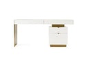 Trahan - Modern Gloss White and Brushed Gold Office Desk