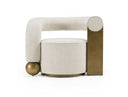 Tranquil - Contemporary Beige Fabric + Antique Brass Accent Chair