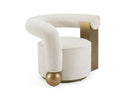 Tranquil - Contemporary Beige Fabric + Antique Brass Accent Chair