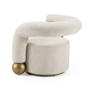 Tranquil - Contemporary Beige Fabric + Antique Brass Accent Chair