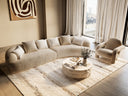 Trevor - Modern Tan Fabric Curved Sectional Sofa