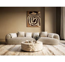 Trevor - Modern Tan Fabric Curved Mini Sectional Sofa