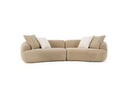Trevor - Modern Tan Fabric Curved Mini Sectional Sofa