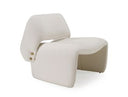 Fleury - Contemporary Cream Fabric and Walnut Lounge Chair