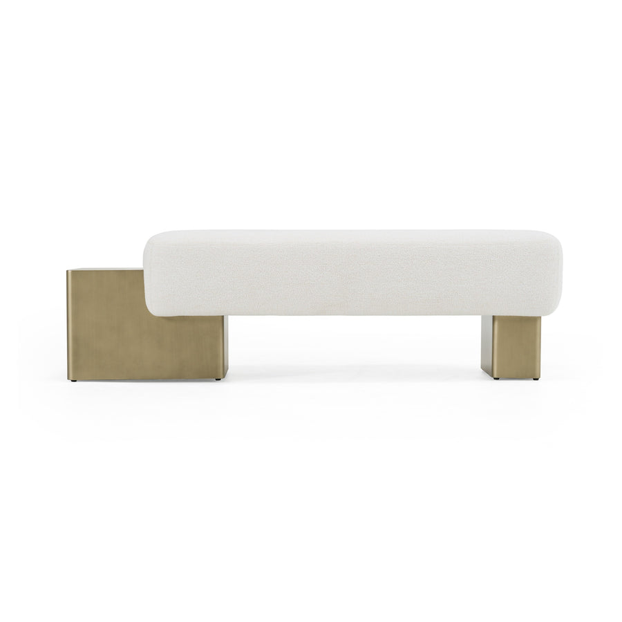 Triumph - Contemporary Off-White Fabric + Antique Brass Bench