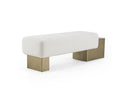 Triumph - Contemporary Off-White Fabric + Antique Brass Bench