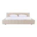 Tyree + Brooklyn - Modern Off-White Fabric + Walnut 4-Piece Bedroom Set