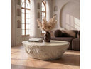 Denny - Modern Beige Concrete Oval Coffee Table