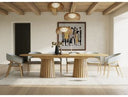 Truman - Mid-Century Modern Natural Oak Extendable Dining Table + 6 Chairs Set