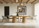 Truman - Mid-Century Modern Natural Oak Extendable Dining Table + 6 Chairs Set