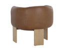 Rustic Oak Vintage Camel Leather Lounge Chair Trine by Matho Sun, view 4