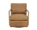 Rustic Oak Ludlow Sesame Leather Lounge Chair Castell Swivel by Matho Sun, view 2
