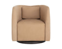 Nubuck Tan Leather Lounge Chair Emilie Swivel by Matho Sun, view 2