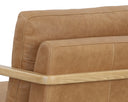 Rustic Oak Ludlow Sesame Leather Lounge Chair Castell Swivel by Matho Sun, view 7