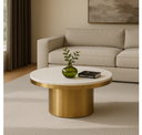 Rocky - Glam White Marble & Brush Gold Large Dining Table