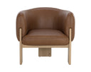 Rustic Oak Vintage Camel Leather Lounge Chair Trine by Matho Sun, view 2