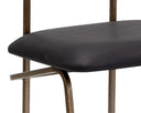 Antique Brass Charcoal Black Leather Dining Chair Gibbons by Matho Sun, view 6