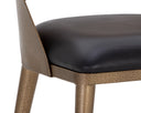 Antique Brass Charcoal Black Leather Dining Chair Dezirae by Matho Sun, view 6
