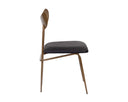 Antique Brass Charcoal Black Leather Dining Chair Gibbons by Matho Sun, view 3