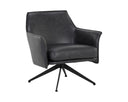 Alpine Black Leather Lounge Chair Crosby Swivel by Matho Sun