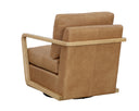 Rustic Oak Ludlow Sesame Leather Lounge Chair Castell Swivel by Matho Sun, view 4