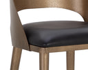 Antique Brass Charcoal Black Leather Barstool Dezirae by Matho Sun, view 6