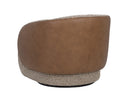Torched Meringue / Cognac Leather Lounge Chair Camie Swivel by Matho Sun, view 4