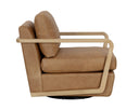 Rustic Oak Ludlow Sesame Leather Lounge Chair Castell Swivel by Matho Sun, view 3