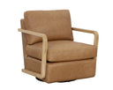 Rustic Oak Ludlow Sesame Leather Lounge Chair Castell Swivel by Matho Sun