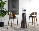 Antique Brass Charcoal Black Leather Barstool Dezirae by Matho Sun, view 5