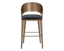 Antique Brass Charcoal Black Leather Barstool Dezirae by Matho Sun, view 2