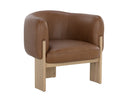 Rustic Oak Vintage Camel Leather Lounge Chair Trine by Matho Sun