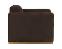 Brushed Gold Nubuck Cocoa Leather Armchair Romer by Matho Sun, view 3