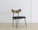 Antique Brass Charcoal Black Leather Dining Chair Gibbons by Matho Sun, view 5