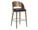 Antique Brass Charcoal Black Leather Barstool Dezirae by Matho Sun