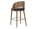 Antique Brass Charcoal Black Leather Barstool Dezirae by Matho Sun, view 4