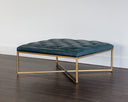 Antique Brass Vintage Peacock Leather Ottoman Endall by Matho Sun, view 3